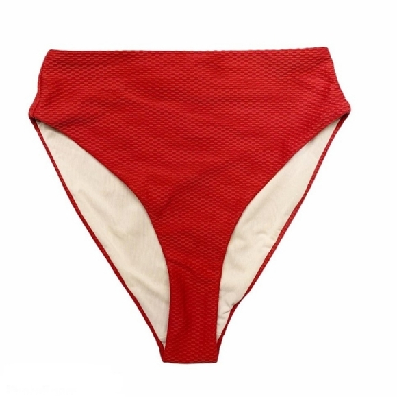 Chelsea Red Textured High Waist Bikini Bottoms SZ XS NWOT - Picture 1 of 5